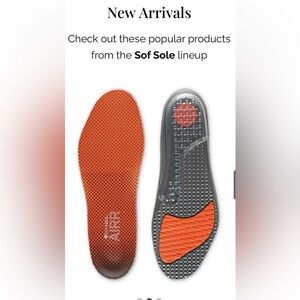 Sof Sole Airr Performance
Insoles men size 9-10.5 New
